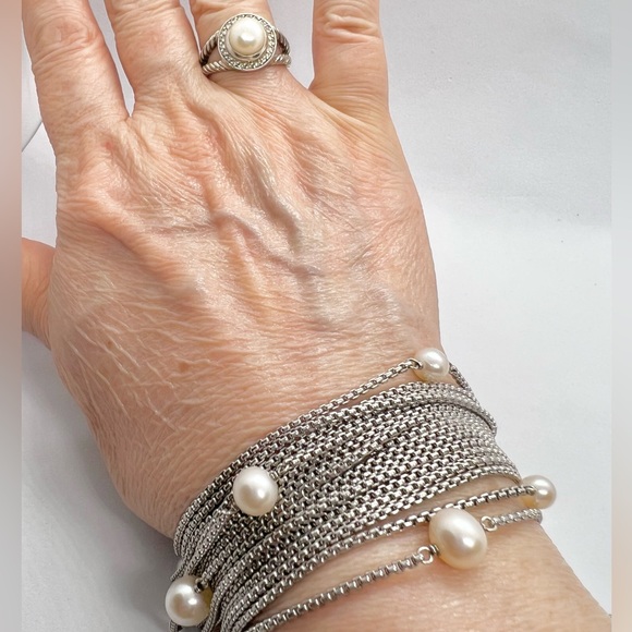 David Yurman Sixteen-Row Chain Bracelet with Pearls - Picture 6 of 13